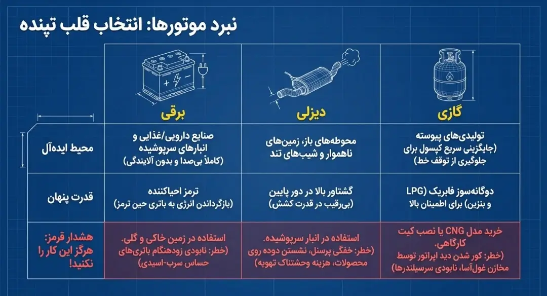 انتخاب لیفتراک برقی گازوئیل گازی انتخاب لیفتراک برقی گازوئیل گازی